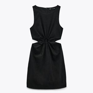 Zara Cut Out Linen Blend Dress